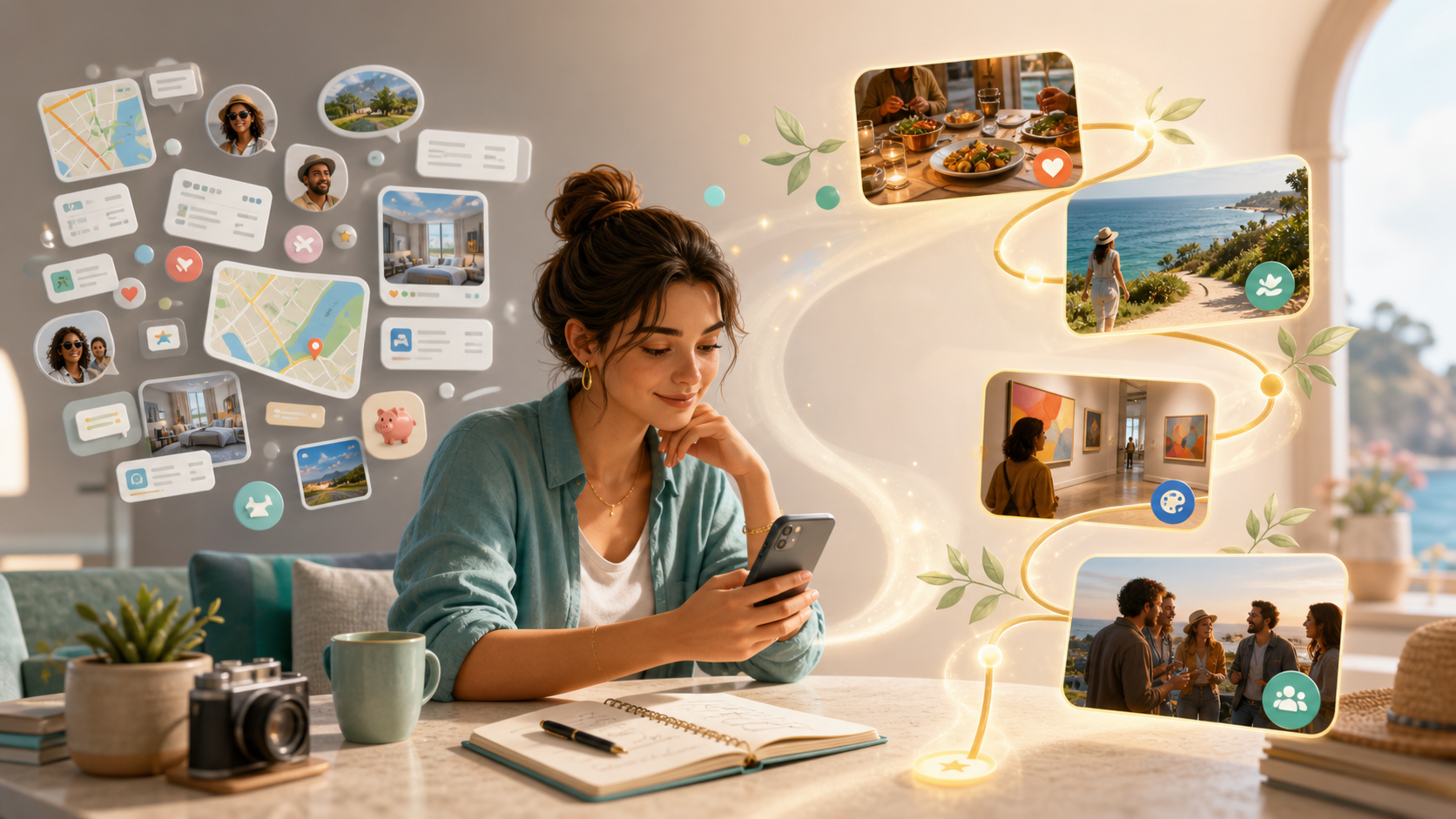 Travel planning tabs becoming one calm personalized itinerary